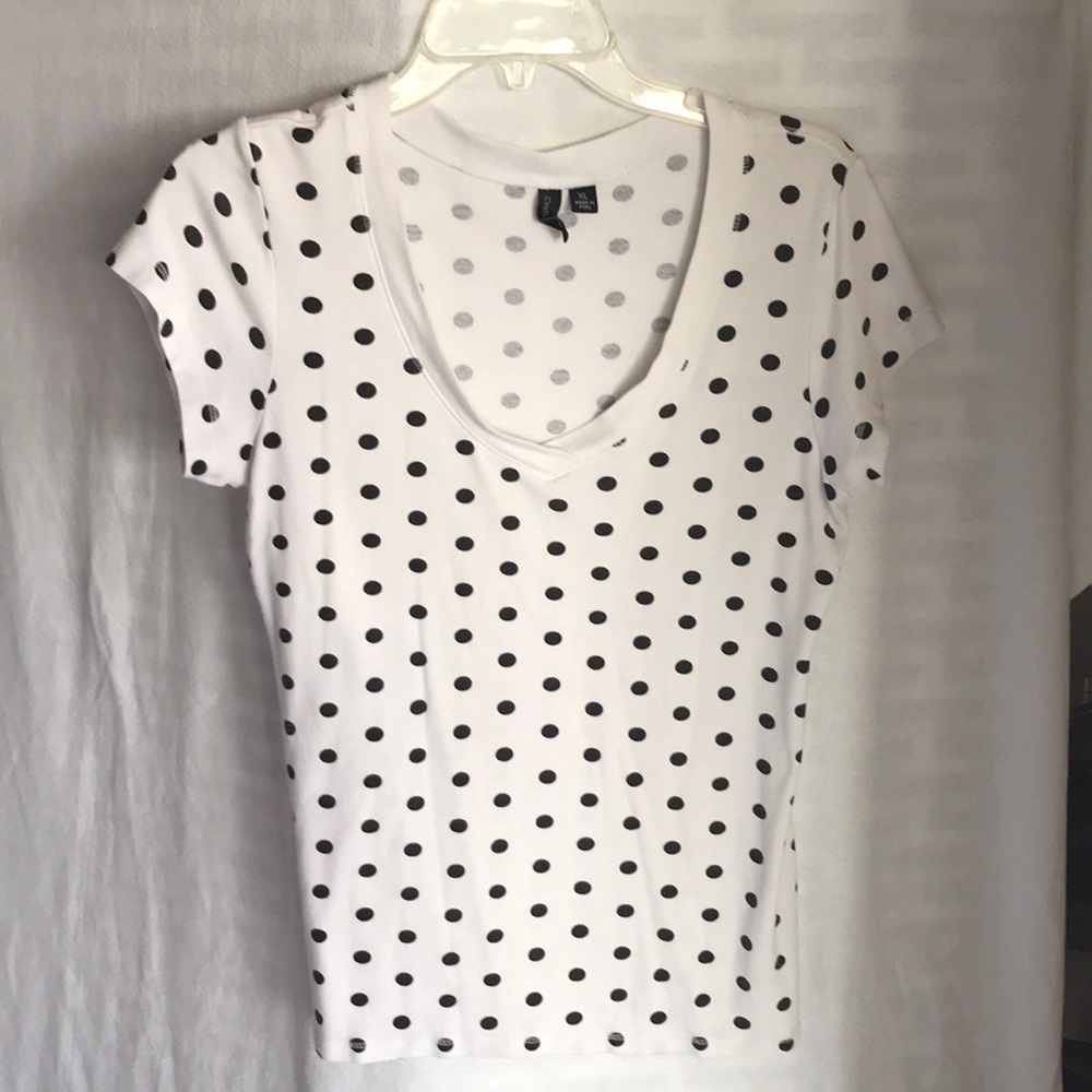 White with black polka dots Cynthia Rowley top